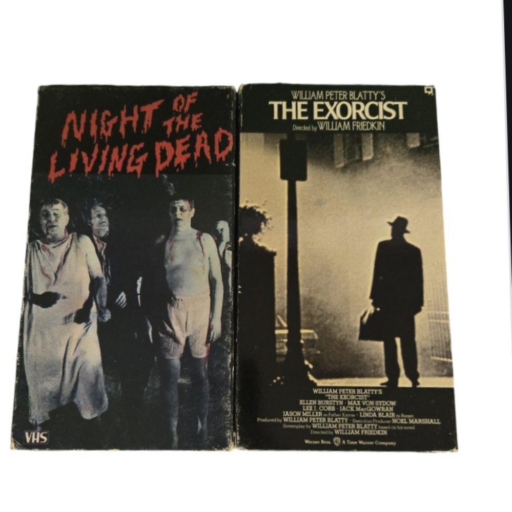 Vintage horror vhs tapes Night of the living dead and The Exorcist